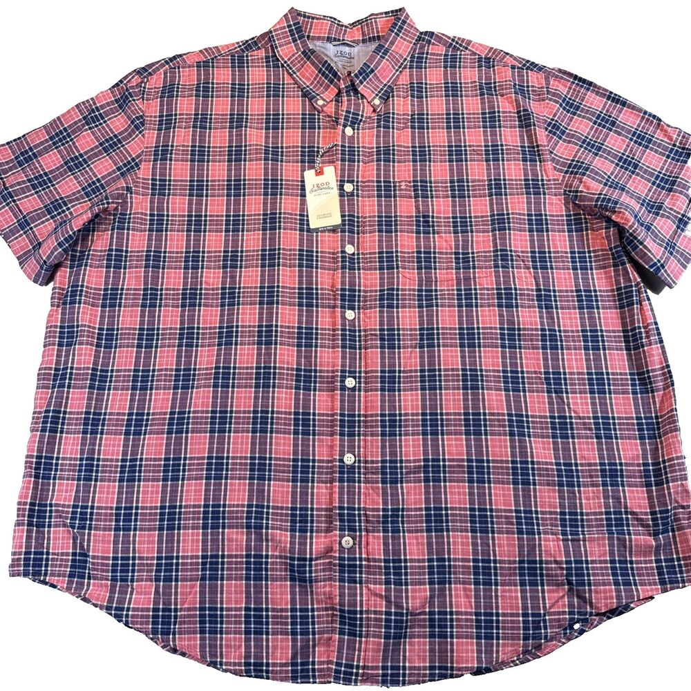 NWT IZOD Saltwater Mens Big & Tall Relaxed Fit SS Sz 3XL Dockside Chambray Pink